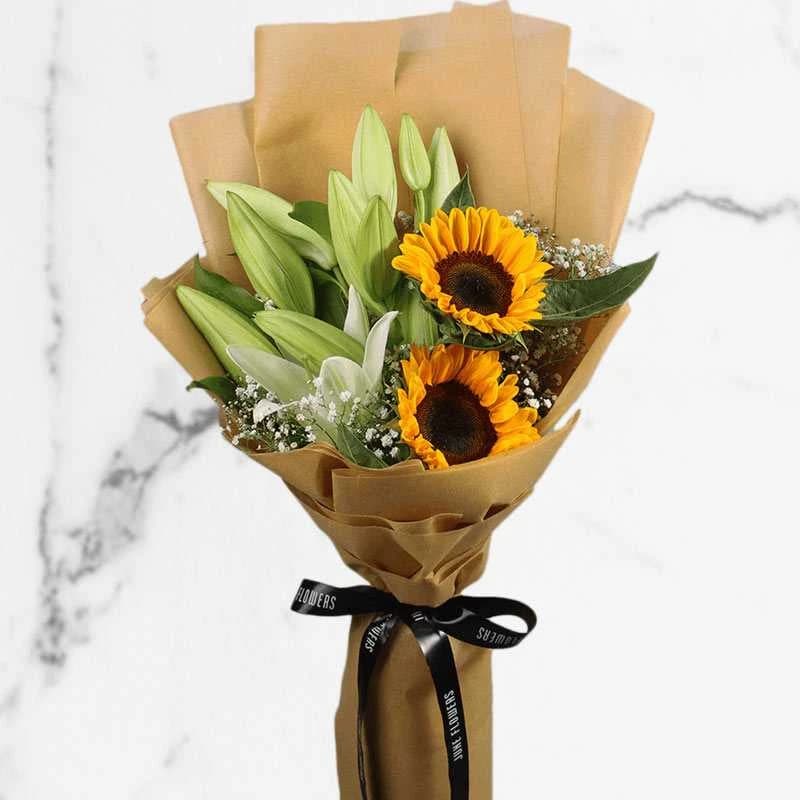 Sunflower and lily bouquet