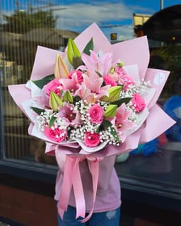 Pink Lily and pink rose Bouquet
