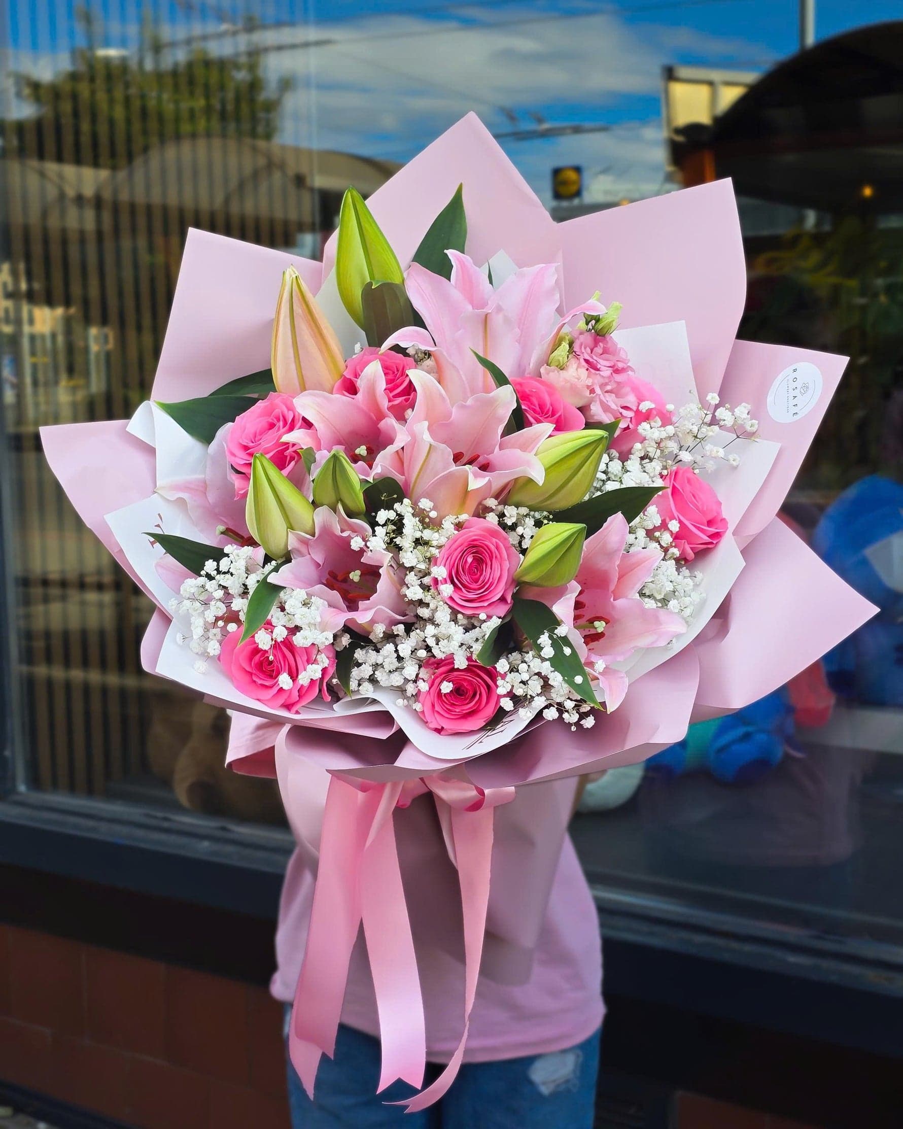 Pink Lily and pink rose Bouquet