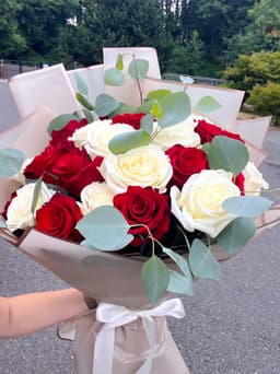 Red and white rose bouquet